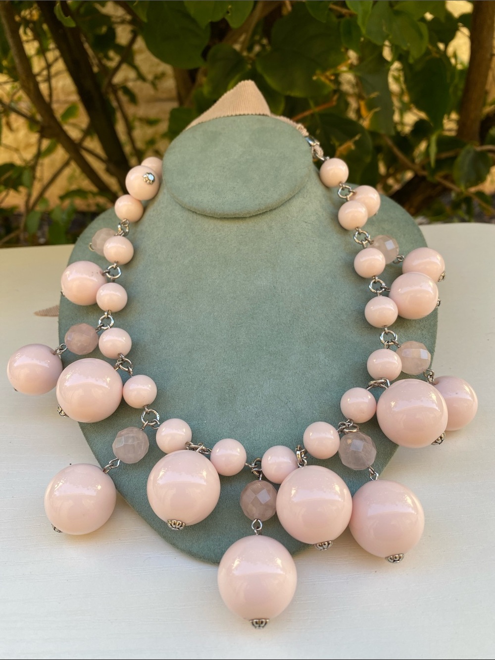 Pink Blush Bubble Bib statement Necklace